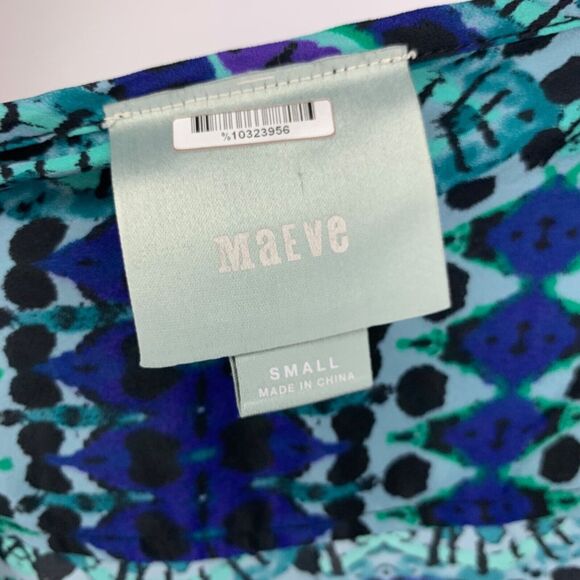 Maeve By Anthropology Ikat Pattern Shirt Dress Women Size Small Roll Tab Sleeve - Picture 8 of 14